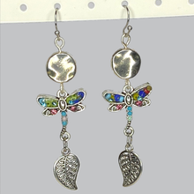 Load image into Gallery viewer, Colourful Dragon Fly With Leaf Drop Earrings for Women, Girlfriends, Wives, Sisters