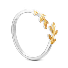 Load image into Gallery viewer, 925 Sterling Silver 24K Gold Tipped Leaf Ring