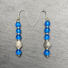 Load image into Gallery viewer, Blue Moonstone Dangle Style Swirl Drop Earrings Necklace