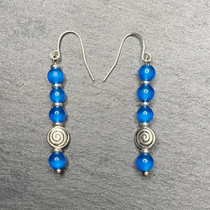 Blue Moonstone Dangle Style Swirl Drop Earrings Necklace