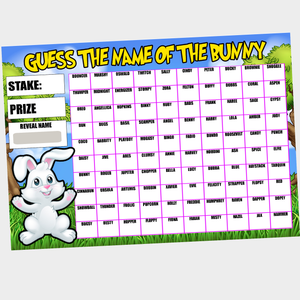 Guess the Name of Bunny Rabbit Fundraising Game Easter Spring Fete Fayre A4 2024