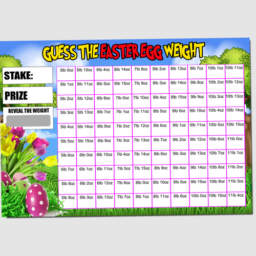 Unique Fundraising Scratch Card Easter Fayre Win Prizes Support a Cause Limited Edition A4
