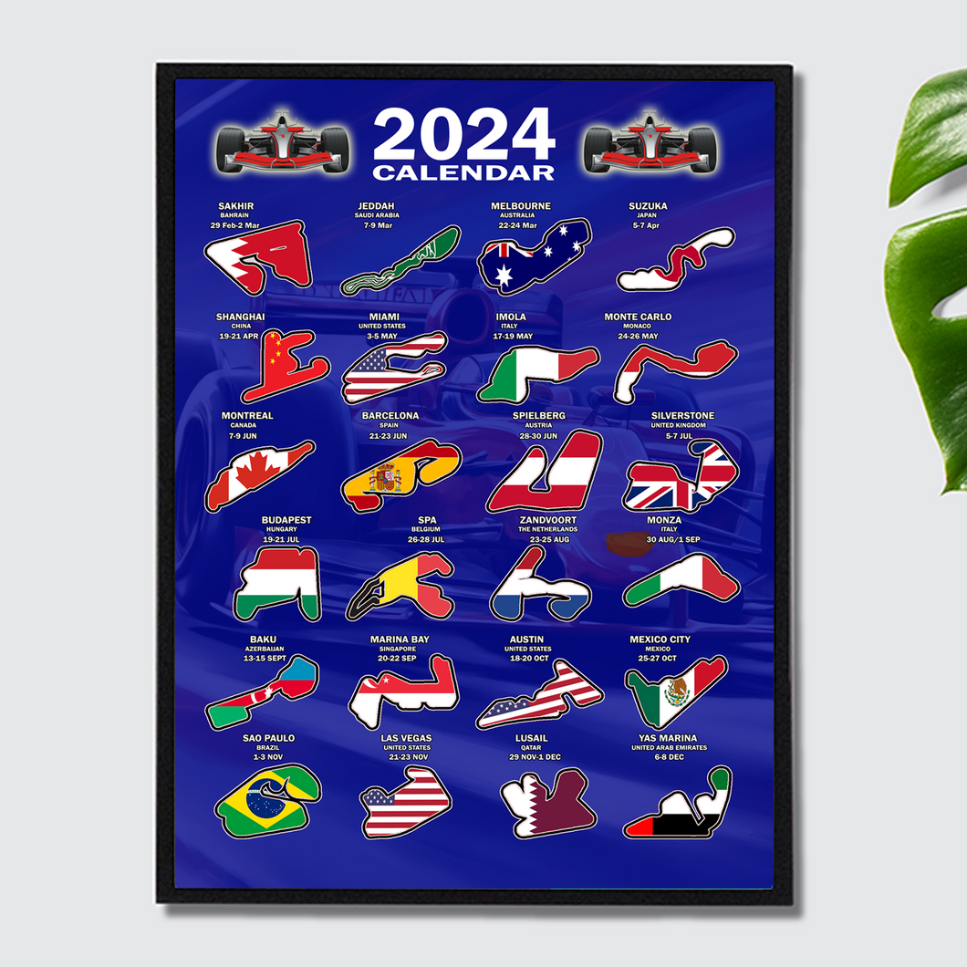Motor Racing 2024 Calendar Ideal Gift for Formula Racing Fans - BLUE