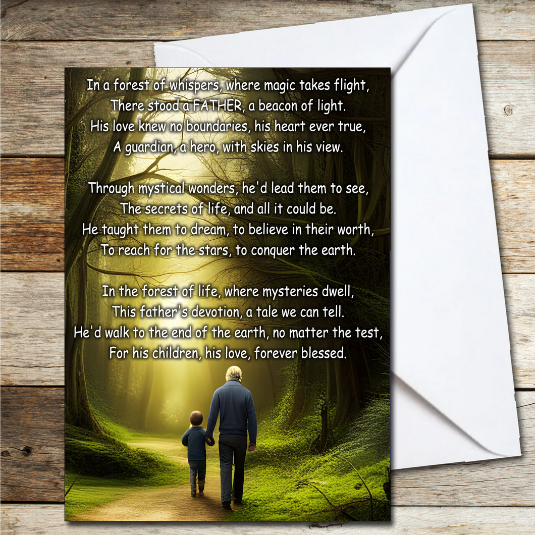 Father's Day Card A Fathers Devotion Poem Card for Dad from Son