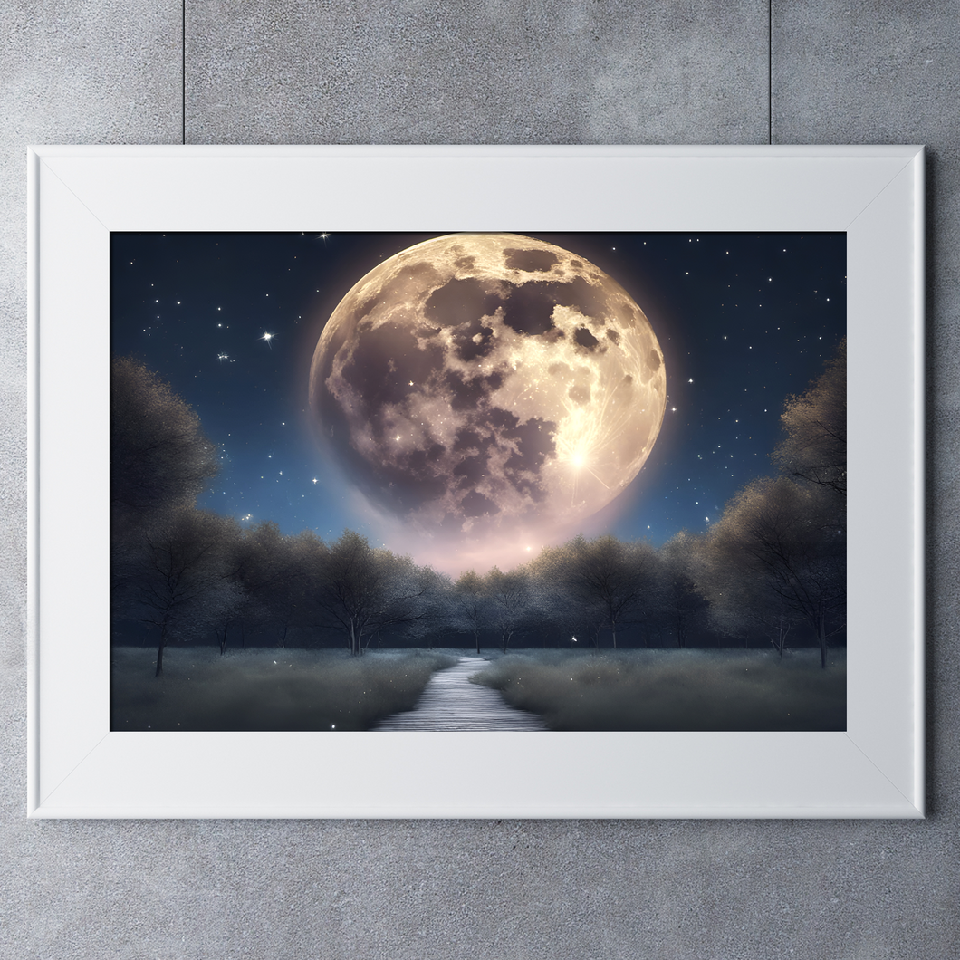 Enchanting Celestial Moon Art Print Night Sky Moon A4 Print