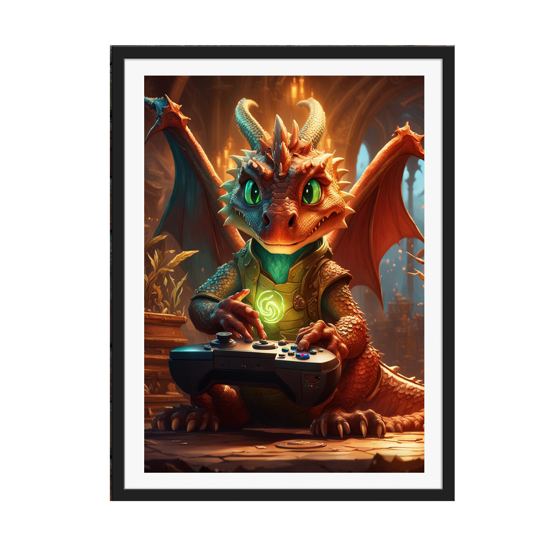 Digital Dragon Delight: Gaming Glossy Wall Art Decor Print