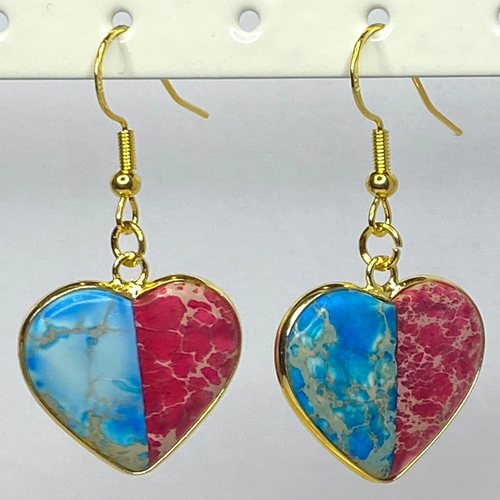 Imperial Jasper and Regalite Heart Drop Earrings