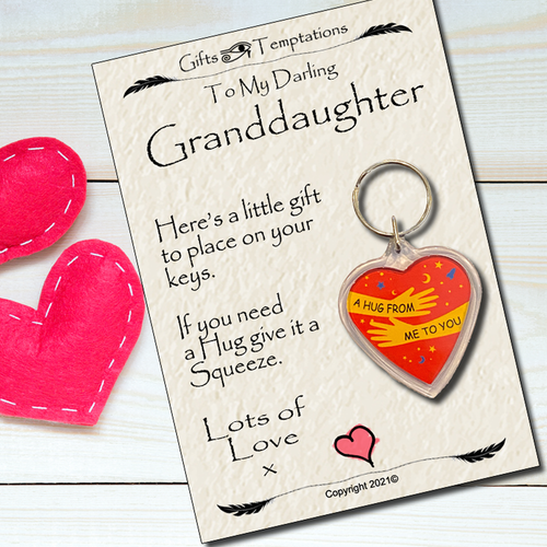 To My Granddaughter Hug from Me to You Keyring