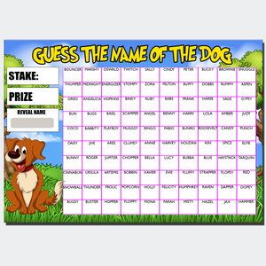 PACK OF 3  Fundraising Scratch card Game Guess the Dogs Name Fete Fayre A4