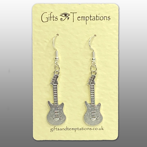 925 Silver Guitar Drop Earrings