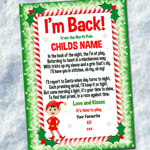 Elf Arrival Personalised Letter A4 Size