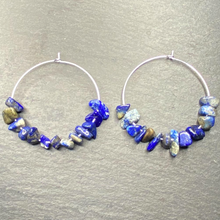 Load image into Gallery viewer, Large Hooped Earrings Natural Blue Lapis Lazuli