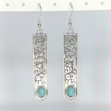 Load image into Gallery viewer, Turquoise Bar Drop Earrings Girlfriend Fiance Wife Gift