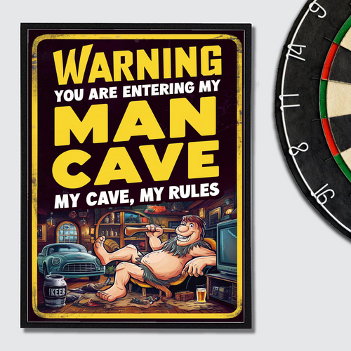 Man Cave Sign - My Cave My Rules A4 Print