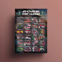 Load image into Gallery viewer, Formula Racing Tracks 2026 Event Calendar Poster Ideal Gift for Motor Racing Fans