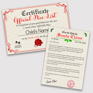 Personalised Christmas Nice List Certificate and Letters 2025