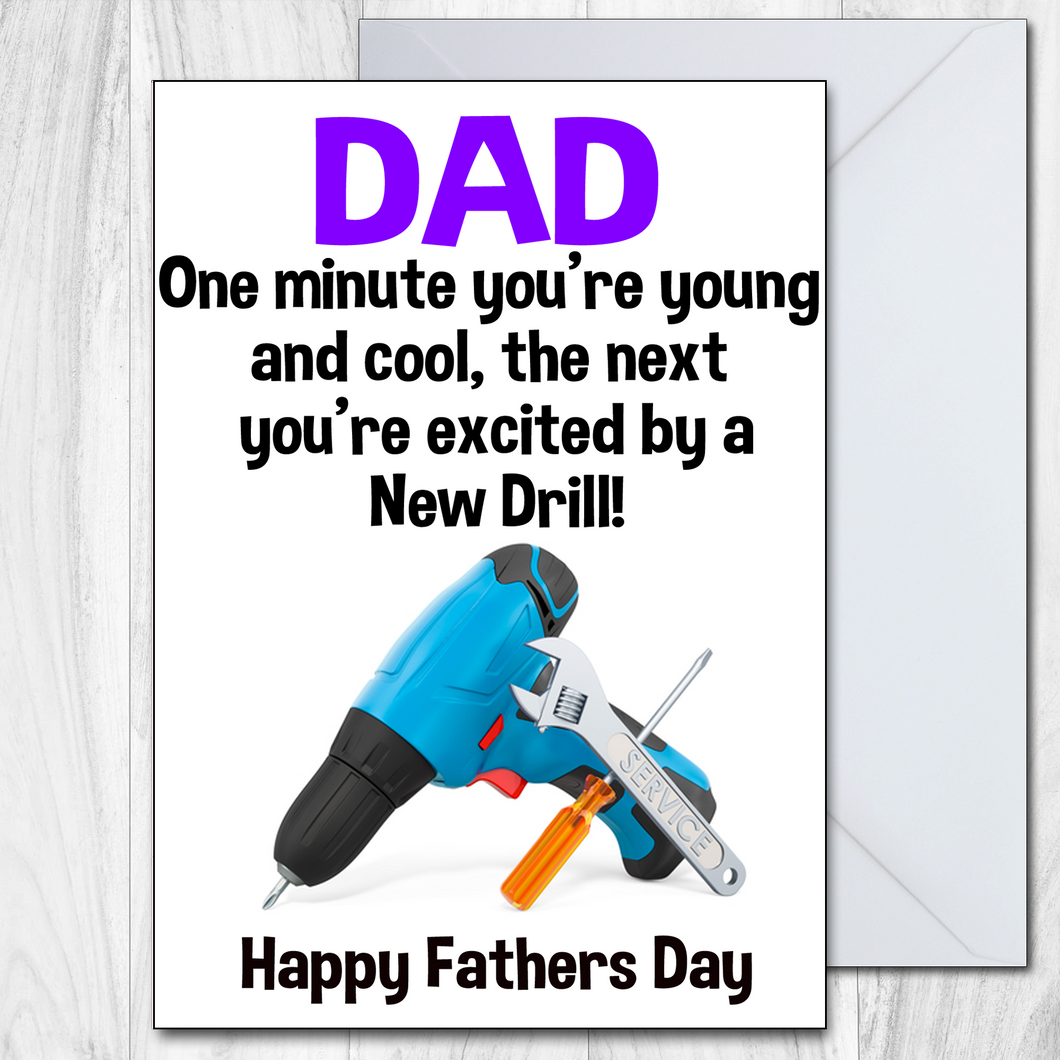 For Dad Funny Fathers Day Card New Drill