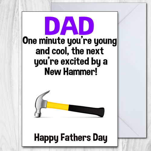 For Dad Funny Fathers Day Card New Hammer