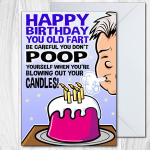 Funny Birthday Cards for Dad - You Old Fart - Rude Happy Birthday Card for Dad from Son Daughter