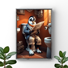 Load image into Gallery viewer, Penguin Lavatory Lounging: Whimsical Wall Art for a Unique Touch Wall Art