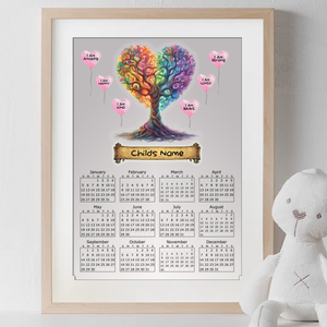 2025 Positive Affirmation Tree of Life Single Page Calendar A4