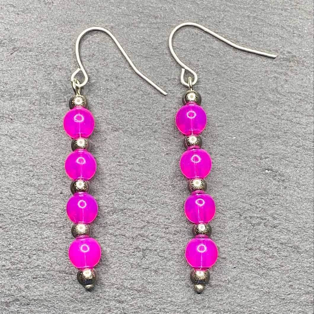 Camellia Pink Opalite Dangle Earrings