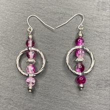 Load image into Gallery viewer, Violet Crackle Glass Earrings or Necklace Ideal GIft For Her, Birthdays and Weddings