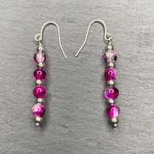 Load image into Gallery viewer, Violet Crackle Glass Earrings or Necklace Ideal GIft For Her, Birthdays and Weddings