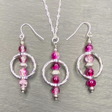 Load image into Gallery viewer, Violet Crackle Glass Earrings or Necklace Ideal GIft For Her, Birthdays and Weddings