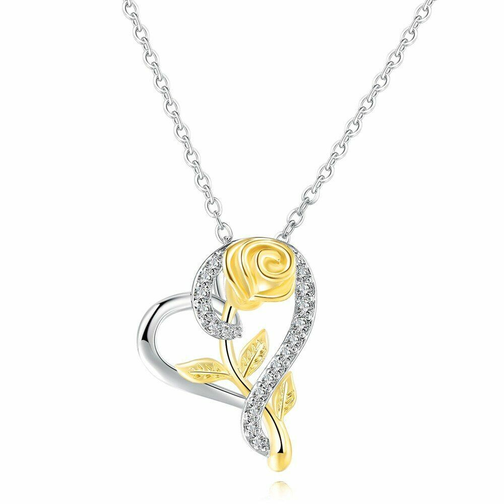 Heart With Rose Pendant Gift Valentines, Wife, Girlfriend, Birthday