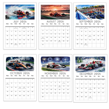 Load image into Gallery viewer, Formula Racing 2026 Wall Calendar with Driver Birthdays on Each Month