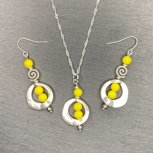 Summer Yellow Swirl Dangle Earrings and or Necklace