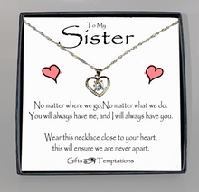 Load image into Gallery viewer, To My Sister Boxed Heart Message Necklace