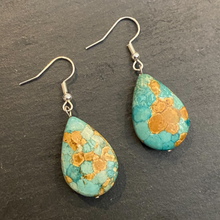 Load image into Gallery viewer, Turquoise Teardrop Dangle Earrings