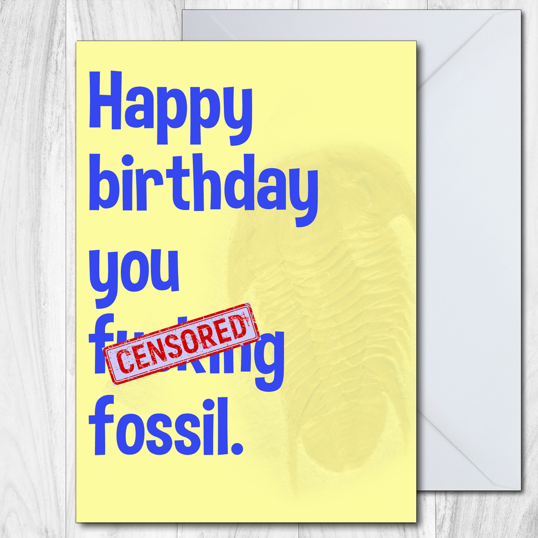 Funny Birthday Cards for Dad - F**** Fossil - Rude Happy Birthday Card for Dad from Son Daughter