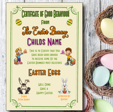 Load image into Gallery viewer, From the Easter Bunny Good Behaviour Personalised Certificate